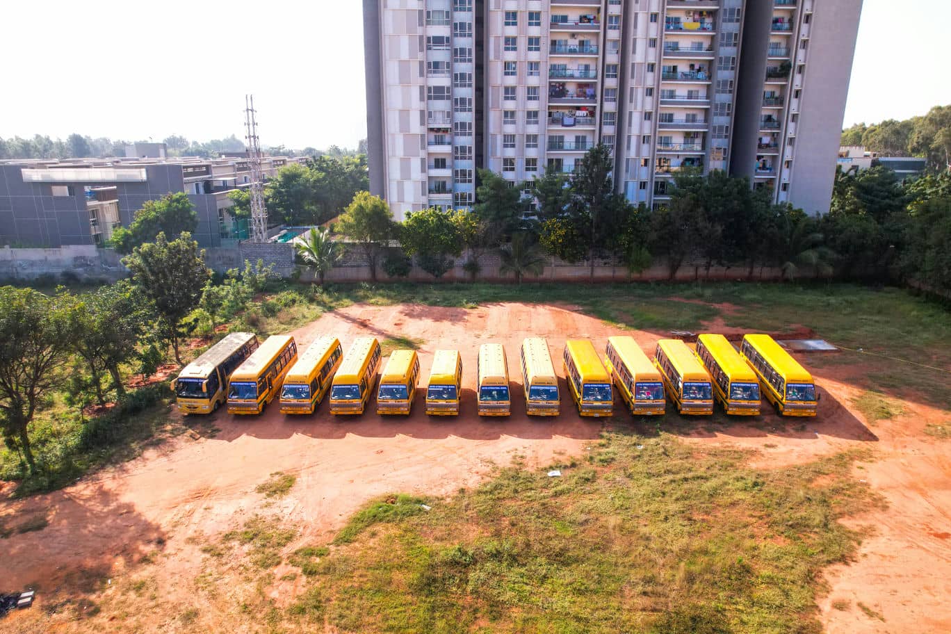 A car is parked in front of a building